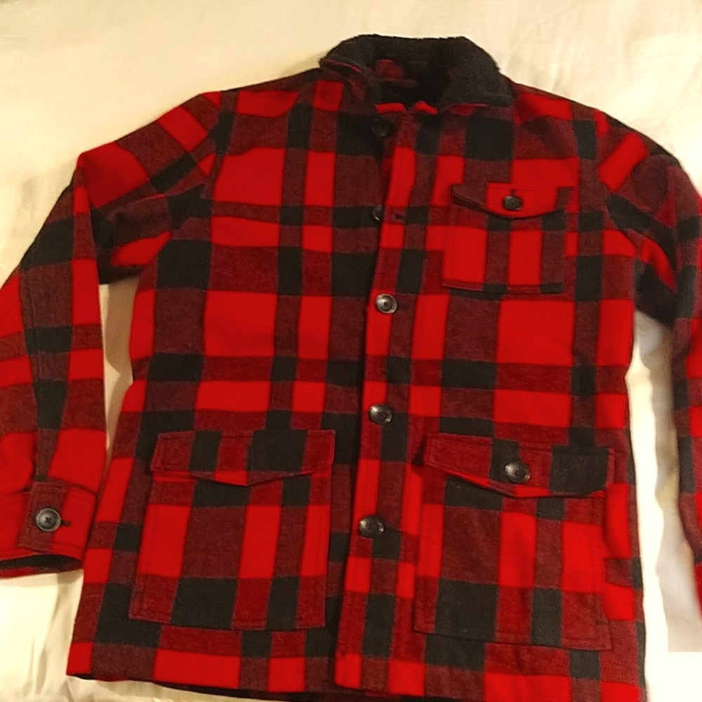 Men's Poly-Wool button up plaid coat